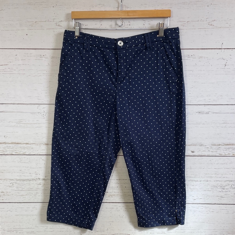 Khakis & Co. Navy & White Stretch Capri Pants with Comfort Waistband, size 12